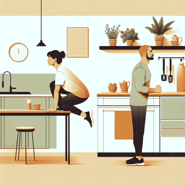 simple kitchen counter exercises for a quick core and calf burn